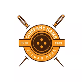 Button Logo Crossed Needle and Button logo design