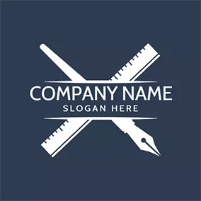 Pen Logo Crossed Ruler and Pen logo design
