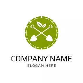 Life Logo Crossed Spade and White Leaf logo design