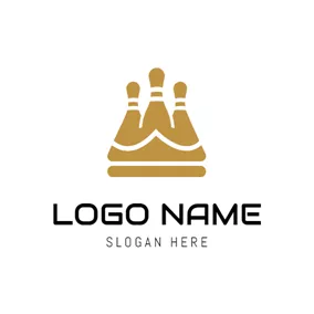 Bowling Logo Crown Shape and Bowling Pin logo design