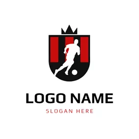 Club Logo Crowned Badge and Running Football Player logo design
