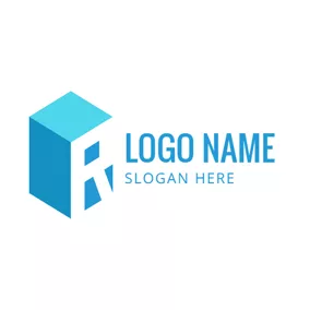 Letter Logo Cubic Blue Letter R logo design