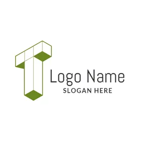Letter Logo Cubic Green Letter T logo design