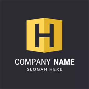 Letter Logo Cubic Yellow and Black Letter H logo design