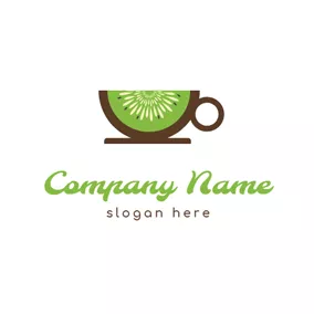 Cup Logo Cup Shape and Kiwi Slice logo design