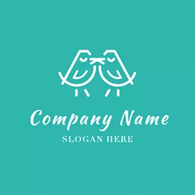 フクロウのロゴ Cute Bird Owl Twins logo design