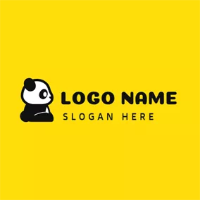 動物園logo Cute Black and White Panda logo design
