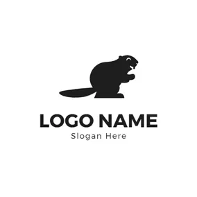 Beaver Logo Cute Black Beaver Icon logo design