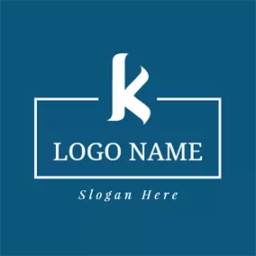 Letter Logo Cute Blue and White Letter K logo design