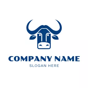 Buffalo Logo Cute Blue Buffalo Head logo design