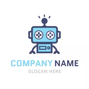 Gaming - Cute Blue Robot Game logo design