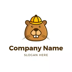 Beaver Logo Cute Brown Beaver Head logo design