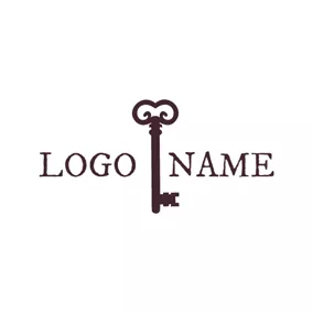 Construction Logo Cute Brown Key logo design