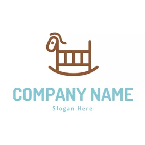Children & Childcare Logo Cute Brown Wooden Horse logo design