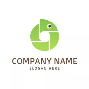 Chameleon Logo Cute Curled Green Icon logo design