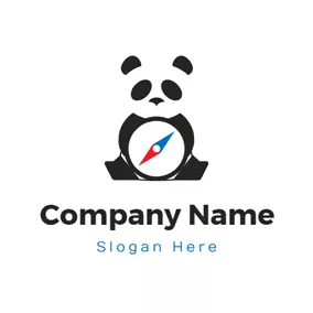 Travel & Hotel Logo Cute Giant Panda and Red Pointer logo design
