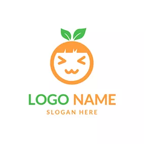 Emoji Logo Cute Girl Face Orange and Emoji logo design