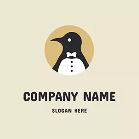 企鵝 Logo Cute Penguin Suit Butler logo design