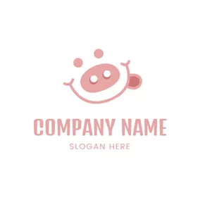 Pig Logo Cute Pig and Smile Icon logo design