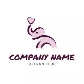 Children & Childcare Logo Cute Pink Elephant logo design