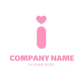 Letter Logo Cute Pink Heart and Letter I logo design