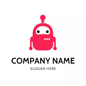 機器人logo Cute Red Robot Icon logo design