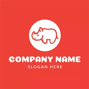 Children & Childcare Logo Cute Rhino Baby and Circle logo design