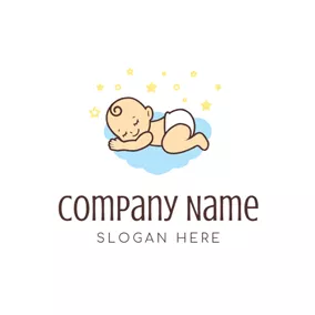 Children & Childcare Logo Cute Sleep Baby logo design