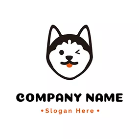 Wink Logo Cute Wink Husky logo design