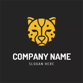 Panther Logo Cute Yellow Cheetah Head logo design
