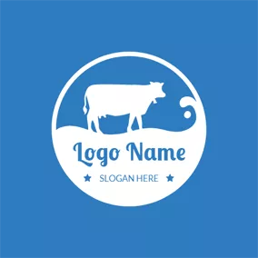 Milk Logo Dairy Cow and Milk logo design