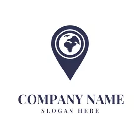 Environment & Green Logo Dark Blue Pointer and Earth logo design