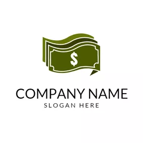 Finance & Insurance Logo Dark Green Paper Money logo design