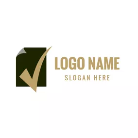 Finance & Insurance Logo Dark Green Rectangle and Brown Tick logo design