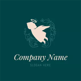 Angel Logo Decoration Branch and Cute Angel logo design