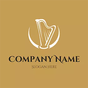 Harp Logo Decoration Crescent and Harp logo design