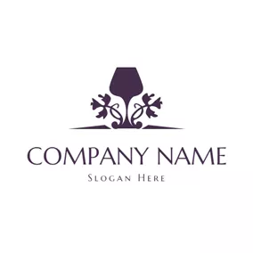 Cup Logo Delicate Vine Decorated Wine Cup logo design