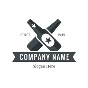 Bar Logo Double Blue Beer Bottles logo design