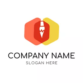 Art - Double Hexagon  & White Brush logo design