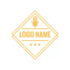 Music Logo Double Rhombus and Microphone logo design