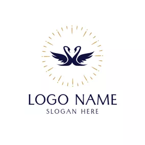 愛Logo Double Swan and Love Wedding logo design