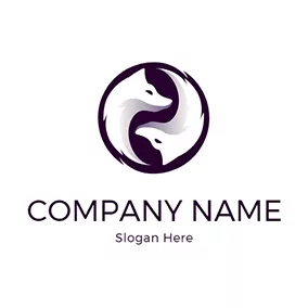 Loop Logo Double Symmetric Wolf Head logo design