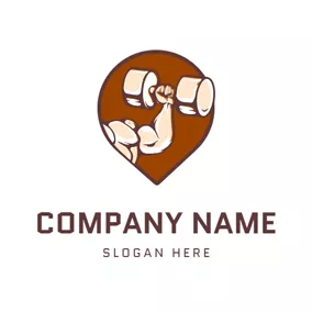 Dumbbell Logo Dumbbell and Strong Arm logo design