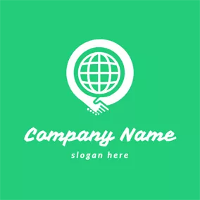 Handshake Logo Earth and Handshake Icon logo design
