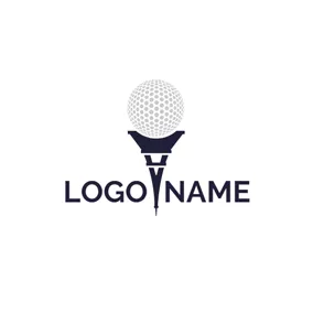 Emblem Logo Eiffel Tower and White Golf logo design