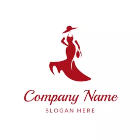 Handbag Logo Elegant Woman and Red Skirt logo design