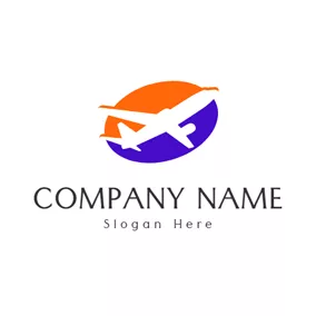 Travel & Hotel Logo Ellipse Pathway and Airplane logo design