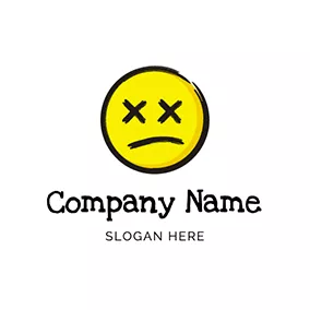 Emoji Logo Emoji Face Drawing Sad logo design