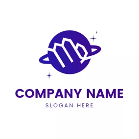 Planet Logo Encircled Blue Planet and Virgo Symbol logo design