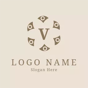 Letter Logo Encircled Brown Letter V logo design
